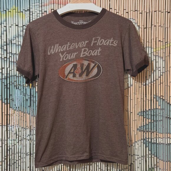 A&W Whatever Floats Your Boat Vintage Inspired T-Shirt, Heather Brown, Small - Picture 1 of 8